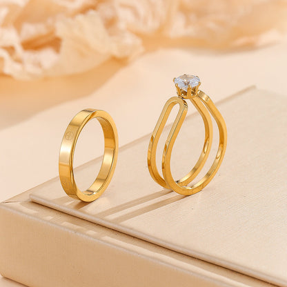 Gulfixes® Elegant Golden Dou Halo Ring