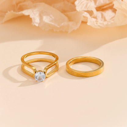 Gulfixes® Elegant Golden Dou Halo Ring