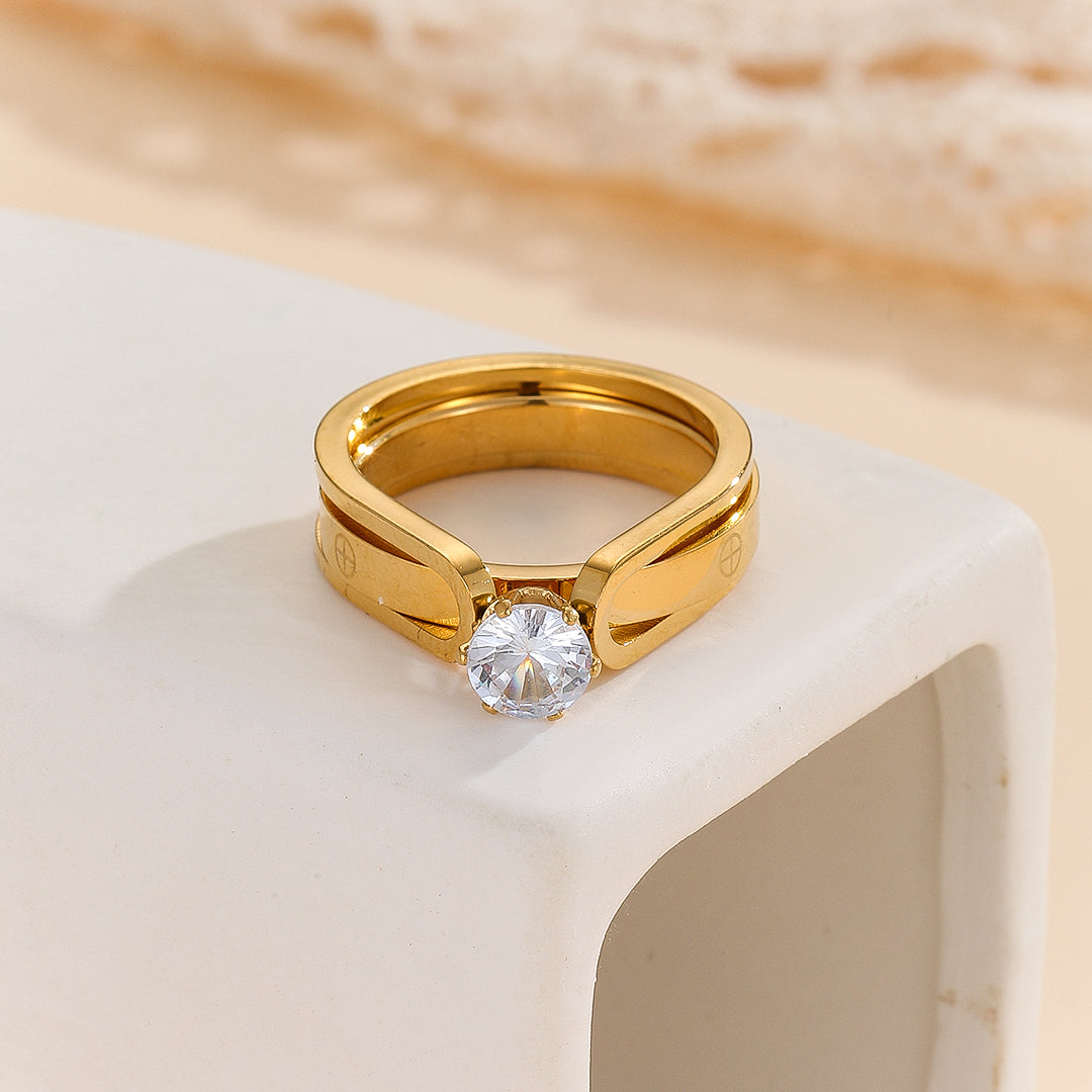 Gulfixes® Elegant Golden Dou Halo Ring