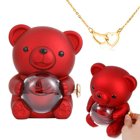 Gulfixes® Eternal Rose Bear with Engraved Pendant